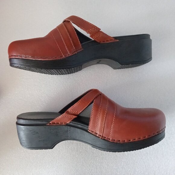 LL Bean Women's Brown Leather Clogs Classic Retro-inspired Chunky Size 8.5 - Picture 4 of 7